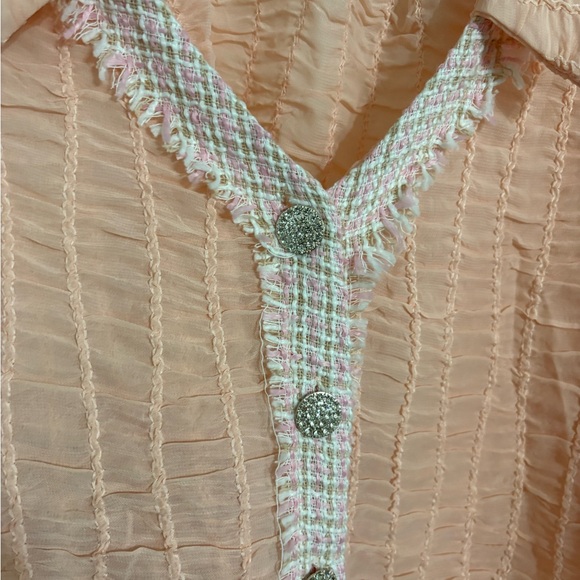 Baby Peachy Pink Tweed Ruffles
Scrunched Diamond Button Down
Size XLarge - Picture 3 of 6